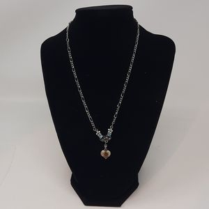 Silver Tone Necklace with blue an green stones